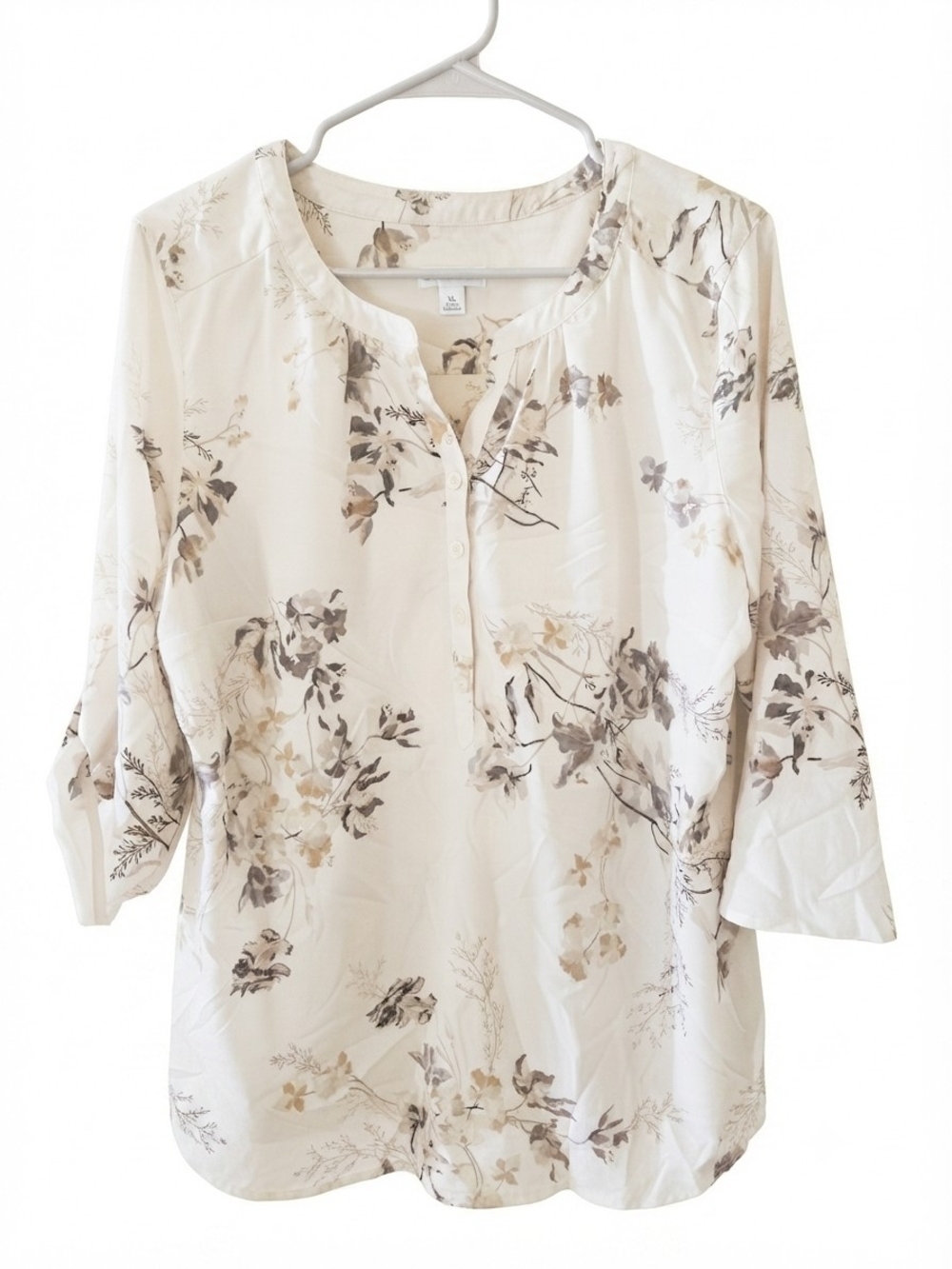 Croft & Barrow Floral Print Split-Neck Flowy Blouse Casual Office Wear